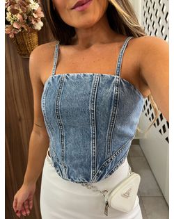 Cropped Corset Jeans Alças Alcance - 2285 - Closet