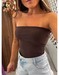 Blusa Tomara que Caia Marrom Alcance - 29587 - Closet