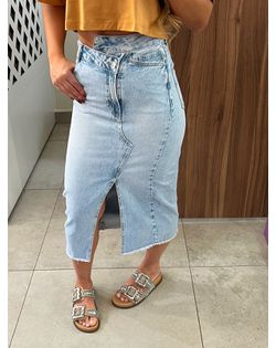 Saia Jeans Midi Cós Assimétrico Lez a Lez - 158526... - Closet