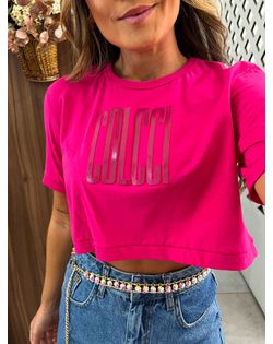 Camiseta Cropped Logo Pink Colcci - 48852 - Closet