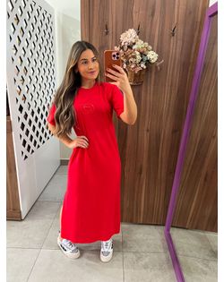 Vestido Comfort Midi Com Fenda Vermelho Colcci - 3... - Closet