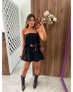 Vestido Babados Preto - 33265 - Closet