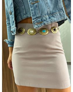 Saia Bege Acinzentado Curta Virginia - 6955887 - Closet