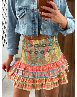 Saia Curta Estampada Amalfi Mix Farm - 324884 - Closet