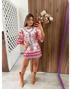 Vestido T-Shirt Big Estampado Lisboa Farm - 354787 - Closet
