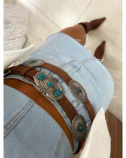 Cinto Boho Camurça Marrom Luísa - 5416546358 - Closet