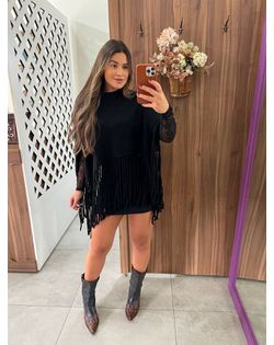 Poncho Tricot Preto - 5484988 - Closet