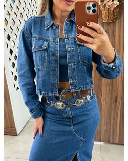 Jaqueta Jeans Cropped Flat Alcance - 59587 - Closet