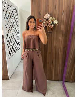 Calça Pantalona Madalena Cappuccino - 518447 - Closet