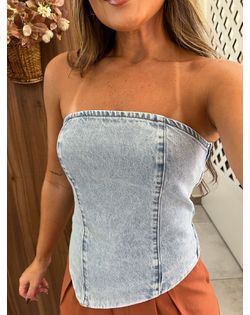 Cropped Barra Assimétrica Jeans Alcance - 6289478 - Closet