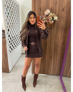 Camisa Longa Bast Marrom Alcance - 656857 - Closet