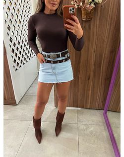 Blusa Manga Longa Sense Marrom Alcance - 93287 - Closet