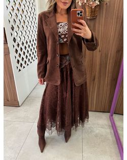 Blazer Camurça Marrom Sabrina - 84898 - Closet