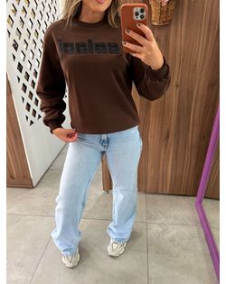 Blusão Moletom Marrom Logo Bordada Colcci - 62566... - Closet