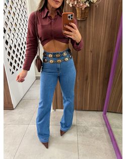 Calça Reta Jeans Médio - 89588 - Closet