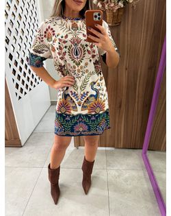 Vestido T-Shirt Basico Estampado Jardim Maravilhos... - Closet