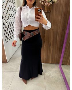 Saia Corte Sereia Preta Colcci - 6258555 - Closet