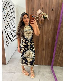 Vestido Midi Estampado Geórgia Farm - 2625585 - Closet