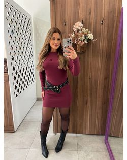 Vestido Justo Adri Vinho John John - 5485485 - Closet