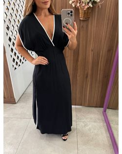 Vestido Longo Viscose Preto Colcci - 696565574 - Closet