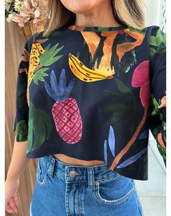 T-Shirt Cropped Estampada Encanto Solar Farm - 848... - Closet