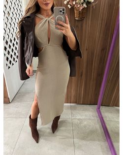 Vestido Transpassado Bege Bisquet Colcci - 63265 - Closet