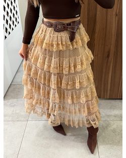 Saia Renda Babados Nude Amy - 874848 - Closet