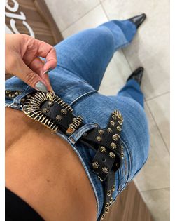 Cinto Preto e Dourado Karina - 6232565 - Closet