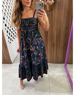 Vestido Midi Estampado Floresta Doce Farm - 848488 - Closet