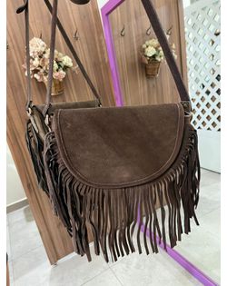 Bolsa Camurça Marrom Franjas - 848517 - Closet