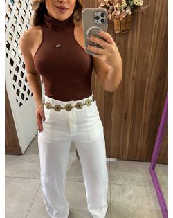 Blusa Justa Gola Alta Marrom Colcci - 52745565 - Closet