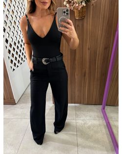 Calça Wide Leg Linho Preta Ana - 748948 - Closet