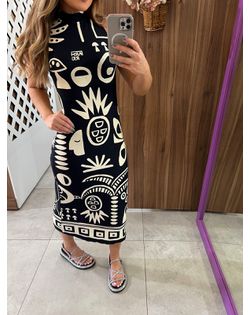 Vestido Midi Estampado Lenço Tropicano Farm - 626... - Closet