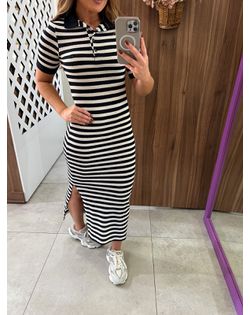 Vestido Polo Listrado Midi Chic Colcci - 15584558 - Closet