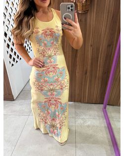 Vestido Cropped Estampado Encanto Boho Cavado Farm... - Closet