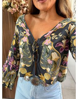Blusa Lenço Floral Talita Farm - 728291 - Closet