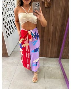 Saia Estampada Lenço Brasil Farm - 726883 - Closet