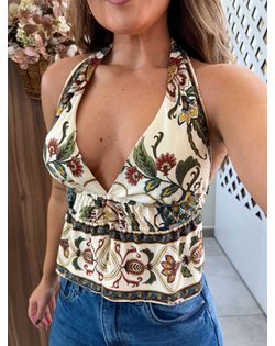 Blusa Double Frente Única Estampada Jardim Majesto... - Closet