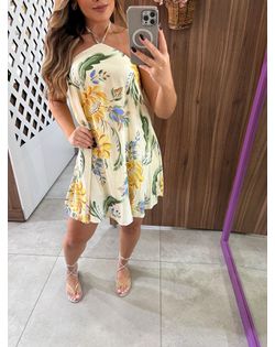Vestido Frente Única Curto Florido Com Amarração L... - Closet