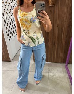Blusa Estampada Com Alças Trançadas E Decote Nas C... - Closet
