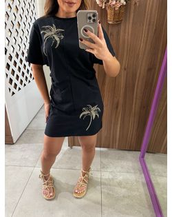 Vestido Curto Com Drapeados Laterais E Bordados Em... - Closet