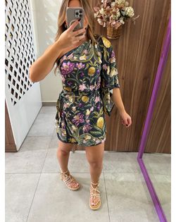 Vestido Curto Ombro Só Estampado Lenço Floral Farm... - Closet