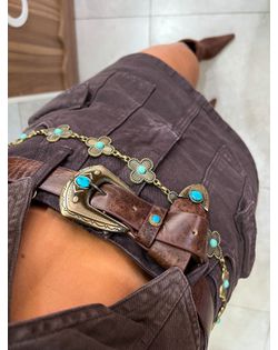 Cinto Courino Marrom Olimpia - 52655585 - Closet