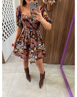 Vestido Curto Estampado Lili Farm - 45966969 - Closet