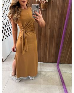 Vestido Camel Midi Com Amarração Colcci - 6322363... - Closet