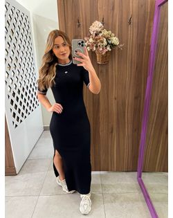 Vestido Preto Ajustado Midi Com Fenda Colcci - 262... - Closet