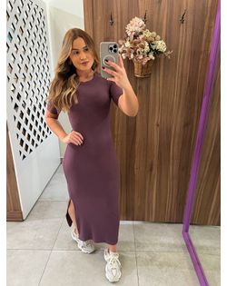 Vestido Roxo Canelado com Fenda Colcci - 96555 - Closet