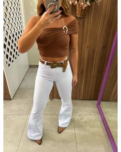 Calça Flare Jeans Branca Nxo - 952965696 - Closet