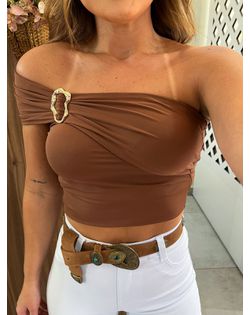 Blusa Nula Manga Marrom Karen - 5158545 - Closet