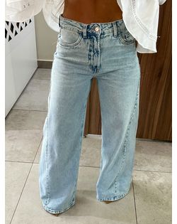 Calça Wide Leg Jeans Marmorizada - 95261255 - Closet